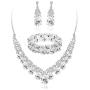 ORAZIO Rhinestone Wedding Necklace and Earrings Jewelry Sets for Women with Bridal Bracelet Necklace Set Bridesmaid Jewelry