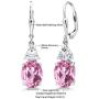 Gem Stone King 925 Sterling Silver Light Pink Created Sapphire Dangle Earrings For Women (6.00 Cttw, Oval 10X8MM)
