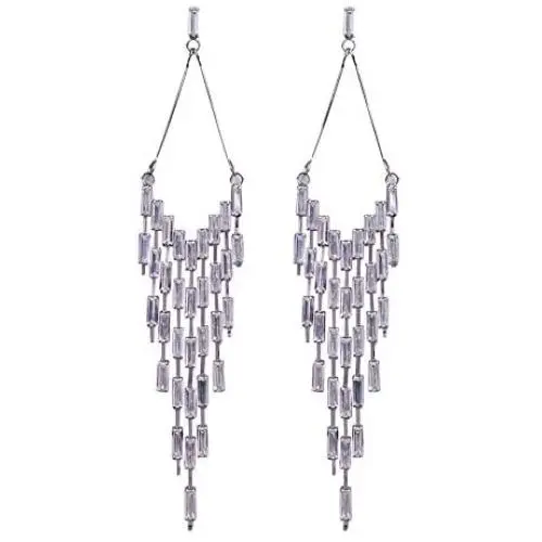 SELOVO Long Chain Tassel Wedding Clear Drop Dangle Earrings Rhinestone Zircon Crystal Silver Tone SELOVO Long Chain Tassel Wedding Clear Drop Dangle Earrings Rhinestone Zircon Crystal Silver Tone