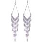 SELOVO Long Chain Tassel Wedding Clear Drop Dangle Earrings Rhinestone Zircon Crystal Silver Tone