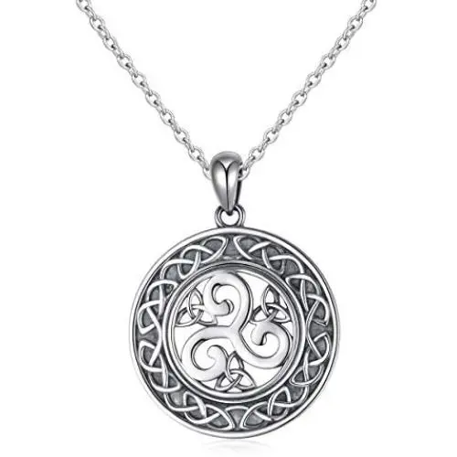 925 Sterling Silver Jewelry Oxidized Good Luck Irish Knot Celtic Medallion Round Pendant Necklace, 20 inch 925 Sterling Silver Jewelry Oxidized Good Luck Irish Knot Celtic Medallion Round Pendant Necklace, 20 inch