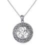 925 Sterling Silver Jewelry Oxidized Good Luck Irish Knot Celtic Medallion Round Pendant Necklace, 20 inch