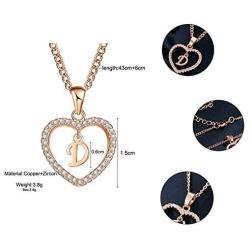 MT-Jewelry Women Rhinestone Initial Letter with Heart Pendent Necklace Alphabet Gold Collars Charms