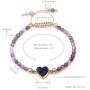 Top Plaza Womens Girls 4mm Beads Chakra Healing Crystal Bracelet Gold Lava Rock Stone Adjustable Bracelets with Heart Shape Druzy Charm