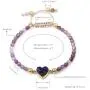 Top Plaza Womens Girls 4mm Beads Chakra Healing Crystal Bracelet Gold Lava Rock Stone Adjustable Bracelets with Heart Shape Druzy Charm