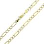 14k Two Tone Gold Hollow 2mm-10mm White Pave Figaro Chain with Lobster Claw Clasp | Italian Gold Necklaces | Gold Figaro Necklaces for Men and Women