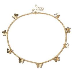 Butterfly Choker Necklace Silver Gold Butterfly Pendant Necklace Dainty Choker Necklace Butterfly Chain Butterfly Necklace Choker for Teen Gilrs Aesthetic Jewelry Gift