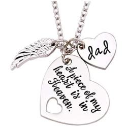 Memorial Necklace A Piece of My Heart is in Heaven Memorial Dad Mom Necklace Loss of Father Gift