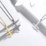Aurora Tears 925 Sterling Silver Inverted Cross Necklace Women Men Upside Down St. Peter Cross Pendant 18K Gold/Black Gun Plated Christmas Birthday Jewelry DP0299