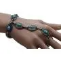 TFJ Women Fashion Jewelry Hand Chain Metal Bracelet Slave Ring Turquoise Blue Ethnic Antique Silver TFJ Women Fashion Jewelry Hand Chain Metal Bracelet Slave Ring Turquoise Blue Ethnic Antique Silver