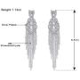 mecresh Silver Rhinestone Crystal Bridal Chandelier Long Tassels Dangle Earrings for Wedding