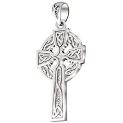 US Jewels Mens 925 Sterling Silver Irish Trinity Knot Cross Pendant, 41mm