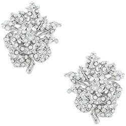 EVER FAITH Womens Austrian Crystal Graceful Rose Flower Necklace Stud Earrings Set