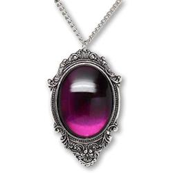 Purple Cabochon in Antiqued Silver Finish Pewter Frame Pendant Necklace