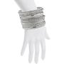 Lux Accessories Glitter Sparkle Mixed Metal Pave Crystal Textured Multiple Bangle Set