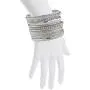 Lux Accessories Glitter Sparkle Mixed Metal Pave Crystal Textured Multiple Bangle Set
