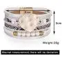 ORNAPEADIA Boho Style Heart Shape Pearl Multilayer Leather Bracelet Womens Jewelry Bracelet Wrap Cuffs