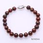 JYX Pearl Necklace Set Coffee Freshwater Pearl Necklace and Bracelet Set 8-9mm Flat Round