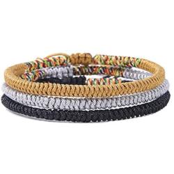 HUNO Handmade Rope Lucky Tibetan Knots Bracelets Set Adjustable Braided Friendship Bracelets for Men Women Jewelry