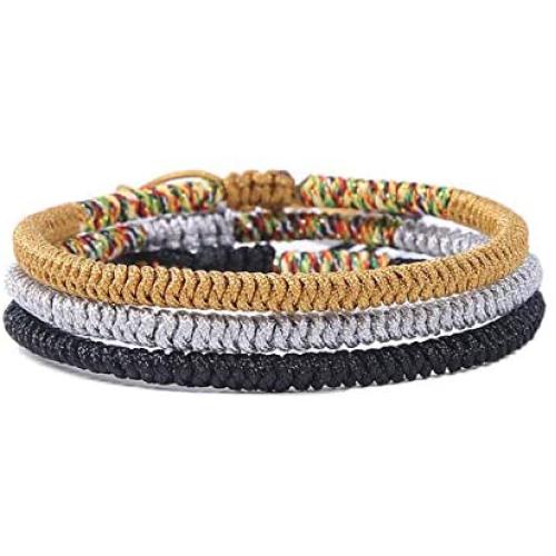 HUNO Handmade Rope Lucky Tibetan Knots Bracelets Set Adjustable Braided Friendship Bracelets for Men Women Jewelry