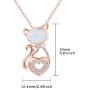TRISHULA Rose Gold Cat Necklace,925 Sterling Silver Opal Cat Pendant Necklace Mothers Day Jewelry Gift for Women Girls (Gift Box Included)