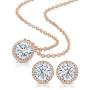 BRIDE DAZZLE Bridesmaid Gifts - Pretty Halo Cubic-Zirconia Necklace & Earrings Set (18'', Rose Gold)