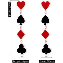 DAMLENG Unique Funny Playing Cards Pattern Dangle Drop Earring Fashion Party Charms Acrylic Spades Hearts Plum Poker Earrings for Women Girls Statement Jewelry Gift