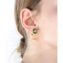 coadipress Green Round Stud Earrings for Women Girls Fashion Gold Plated 925 Sterling Silver Dipped Circle Dangle Drop Geometric Brushed Statement Earrings
