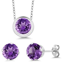Gem Stone King Sterling Silver Round 6mm Pendant Earrings Set with 18 inches Sterling Silver Chain
