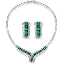 Alex Perry Christmas Jewelry Gifts Jewelry Set for Women, ✦ Green Love ✦ Necklace Stud Earrings Set with White Cubic Zirconia, Wedding Jewelry Gifts for Women Girls Bridal Party