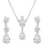 SWEETV Teardrop Wedding Bridal Jewelry Set for Brides Bridesmaid, Crystal Pendant Necklace Drop Dangle Earrings Set for Women