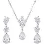 SWEETV Teardrop Wedding Bridal Jewelry Set for Brides Bridesmaid, Crystal Pendant Necklace Drop Dangle Earrings Set for Women