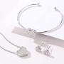 MILATU Silver Jewelry Set for Women Halo Pendant Necklace Stud Earrings Bracelet with Cubic Zirconia Girls Gift