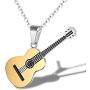 MONALLY Guitar Necklace for Men Women Hip Hop Music Style Stainless Steel Guitar Pendant Jewelry Gifts