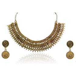 Sansar India Kolhapuri Choker Indian Necklace Earrings Jewelry Set for Girls and Women 1345