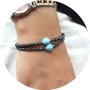Lii Ji Natural Dominican Blue Green Larimar Hematite Beads 2pcs