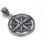 HIJONES Mens Stainless Steel Round Compass Pendant Necklace Vintage Chain, Chain Included