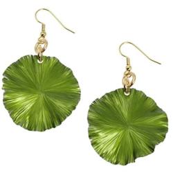 Green Anodized Medium Aluminum Lily Pad Earrings By John S Brana Handmade Jewelry - Hypoallergenic