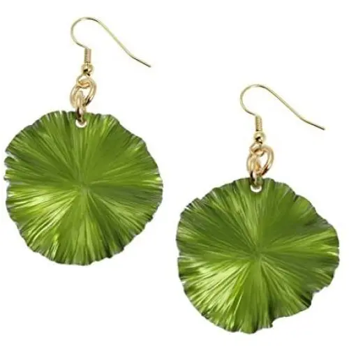 Green Anodized Medium Aluminum Lily Pad Earrings By John S Brana Handmade Jewelry - Hypoallergenic Green Anodized Medium Aluminum Lily Pad Earrings By John S Brana Handmade Jewelry - Hypoallergenic