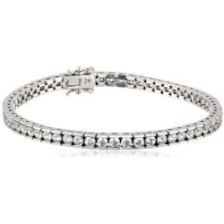 Platinum or Gold-Plated Sterling Silver Swarovski Zirconia Round Tennis Bracelet