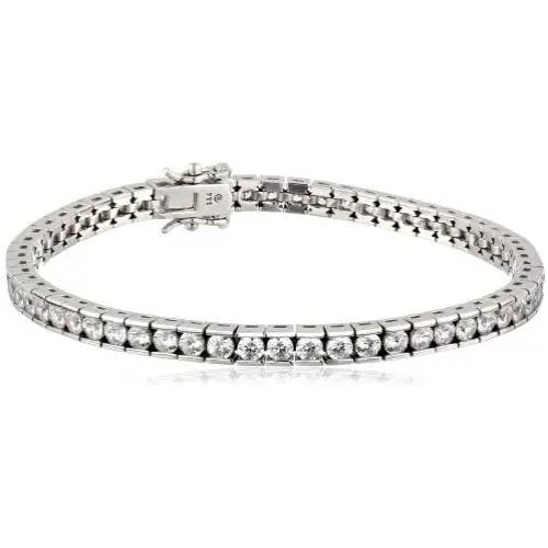 Platinum or Gold-Plated Sterling Silver Swarovski Zirconia Round Tennis Bracelet