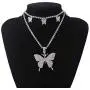 Big Butterfly Pendant Necklace Rhinestone Chain Shiny Crystal Choker Necklace Bling Tennis Chain for Women Girls Bling Bling Gold Silver Necklace Gifts Wedding Banquet Party Jewelry