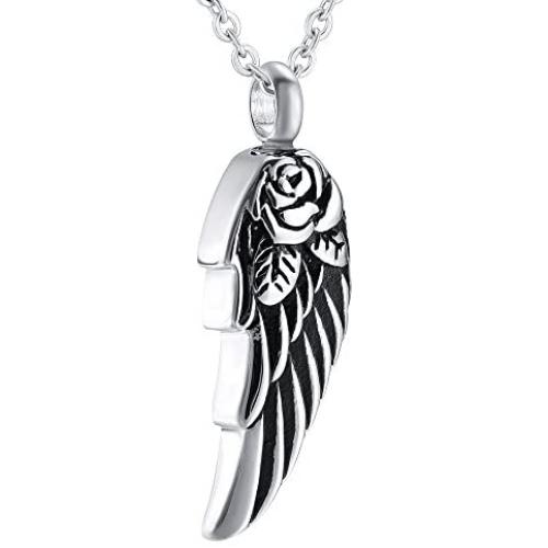 Angel Wings Cremation Jewelry for Ashes Pendant Stainless Steel Memorial Urn Necklace for Human/Pets Keepsake Women Men