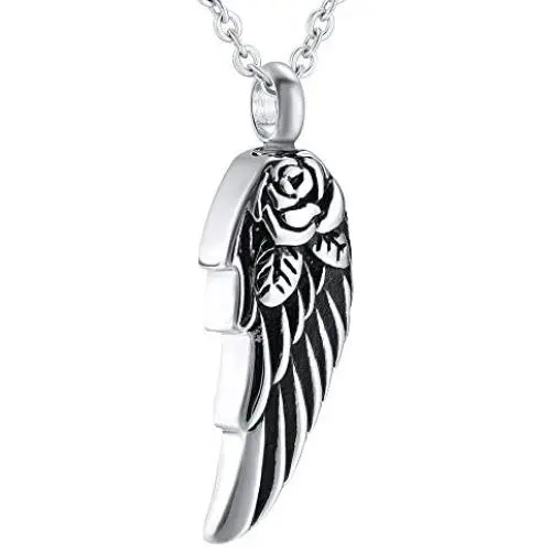 Angel Wings Cremation Jewelry for Ashes Pendant Stainless Steel Memorial Urn Necklace for Human/Pets Keepsake Women Men Angel Wings Cremation Jewelry for Ashes Pendant Stainless Steel Memorial Urn Necklace for Human/Pets Keepsake Women Men