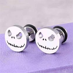 Jack Skull Stud Earrings For Men Stainless Steel Earrings for Women Mens Punk Style Hip Hop Jewelry with Gift Box