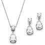 Mariell Glamorous Pear-Shaped Cubic Zirconia Wedding Necklace and Earrings Set for Brides or Bridesmaids