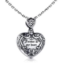 JZCOLOR Memorial Urn Pendant Necklace for Ashes - 925 Sterling Silver Heart Cremation Necklace Ash Keepsakes Jewelry Gift for Loss of Loved One