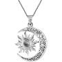 AeraVida Celtic Crescent Moon and Sun Eclipse .925 Sterling Silver Pendant Necklace