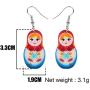 WEVENI Acrylic Russian Matryoshka Doll Earrings Dangle Drop Charm Jewelry For Women Girls Novelty Gifts