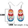 WEVENI Acrylic Russian Matryoshka Doll Earrings Dangle Drop Charm Jewelry For Women Girls Novelty Gifts